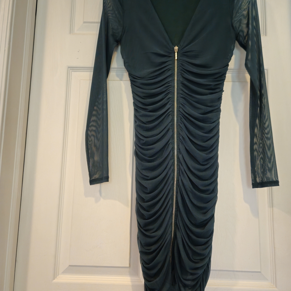 Guess Dark Teal Long Sleeve Dress with Zipper